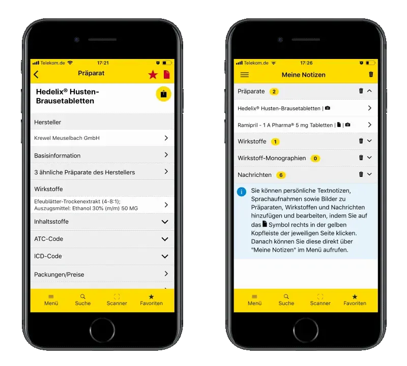 Gelbe Liste App Notizen