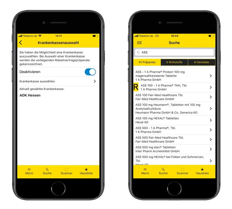 Gelbe Liste App Rabattvertragssuche