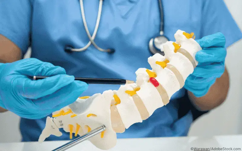 Rücken-Arzt-Erklären-Wirbelsäule-Modell