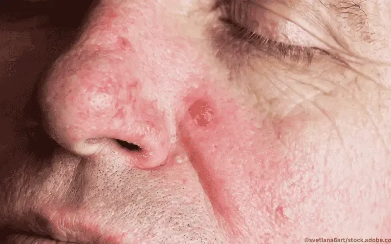 Demodekose-Gesicht-alter-Mann-Pustel-Nase-Venen